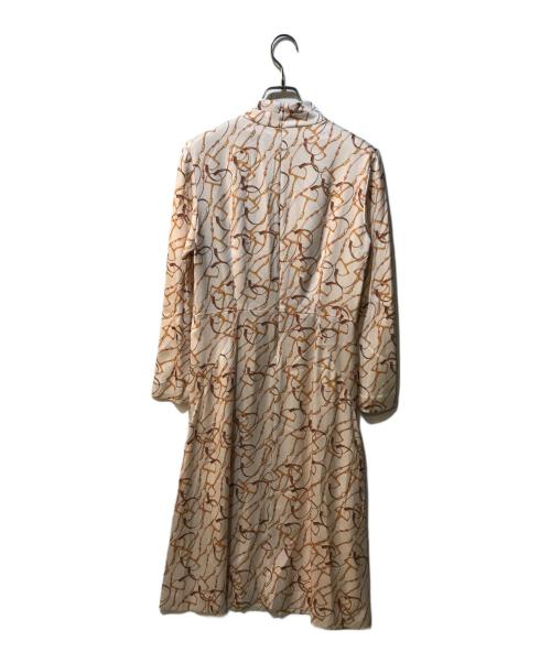 AMACA（アマカ）AMACA (アマカ) ボウタイ総柄ワンピース ベージュ サイズ:38 未使用品の古着・服飾アイテム