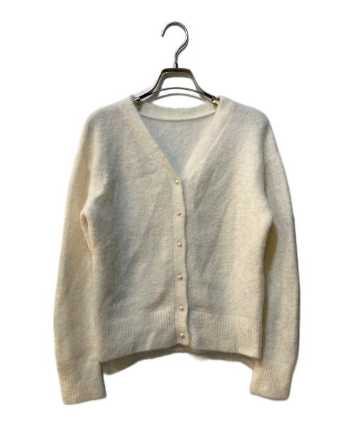 BLUE LABEL CRESTBRIDGE（ブルーレーベルクレストブリッジ）BLUE LABEL CRESTBRIDGE (ブルーレーベルクレストブリッジ) モヘヤ混パールボタンカーディガン ホワイト サイズ:38の古着・服飾アイテム