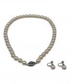 PaLUNaパルーナ）の古着「アコヤ真珠ネックレスイヤリングセット」｜ベージュ×シルバー