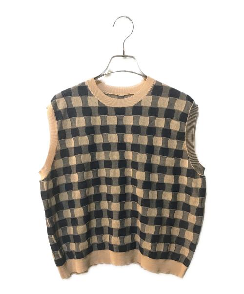 Pal'las Palace（パラスパレス）Pal'las Palace (パラスパレス) １６ＧＣ／Ｎｙハイゲージリンクス編みベスト ブラウンの古着・服飾アイテム