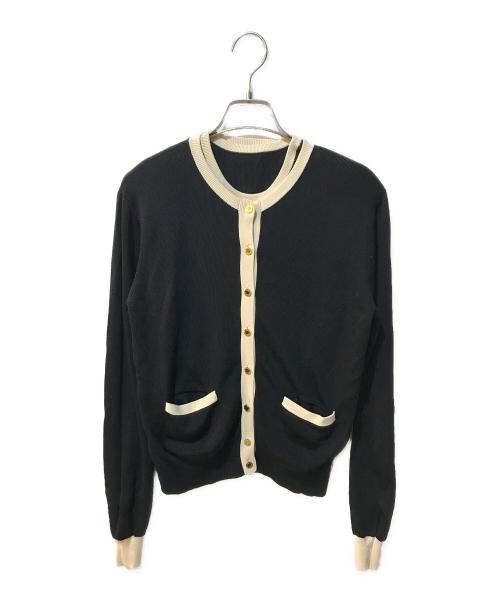 Loulou Willoughby（ルルウィルビー）Loulou Willoughby (ルルウィルビー) バイカラーカーディガン ブラック サイズ:2の古着・服飾アイテム