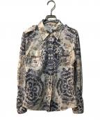 TORY BURCHトリーバーチ）の古着「総柄シャツ」｜ベージュ×パープル
