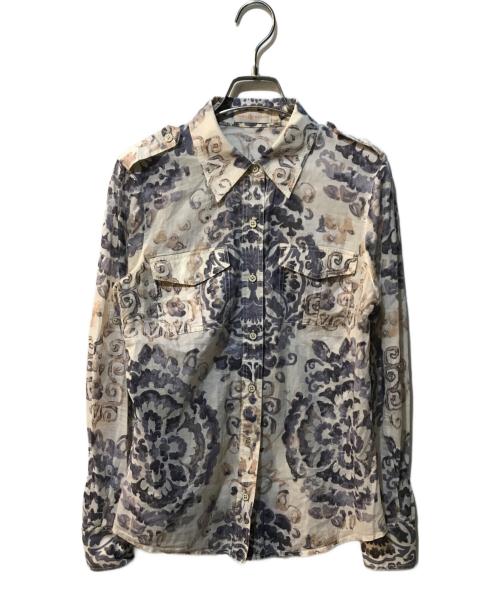 TORY BURCH（トリーバーチ）TORY BURCH (トリーバーチ) 総柄シャツ ベージュ×パープル サイズ:4の古着・服飾アイテム