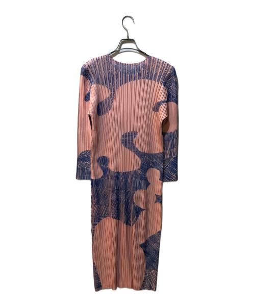 PLEATS PLEASE（プリーツプリーズ）PLEATS PLEASE (プリーツプリーズ) 総柄プリーツワンピース ピンク×ブルー サイズ:3の古着・服飾アイテム