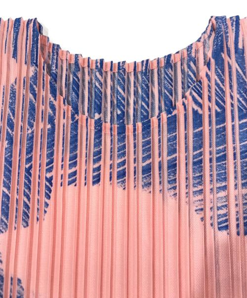 PLEATS PLEASE（プリーツプリーズ）PLEATS PLEASE (プリーツプリーズ) 総柄プリーツワンピース ピンク×ブルー サイズ:3の古着・服飾アイテム