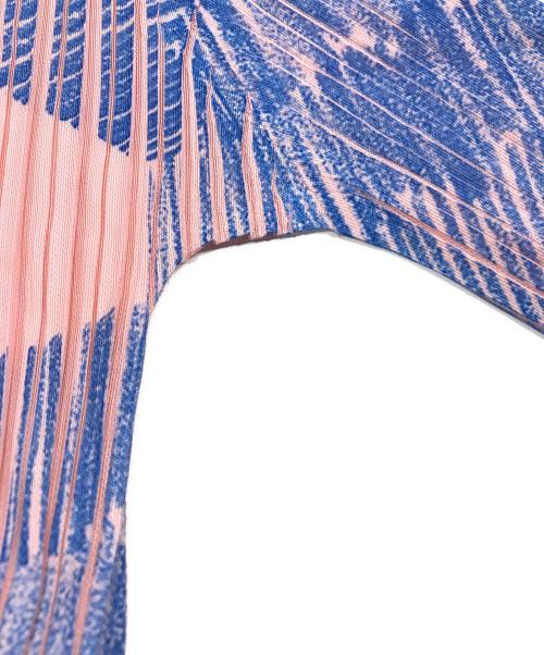 PLEATS PLEASE（プリーツプリーズ）PLEATS PLEASE (プリーツプリーズ) 総柄プリーツワンピース ピンク×ブルー サイズ:3の古着・服飾アイテム