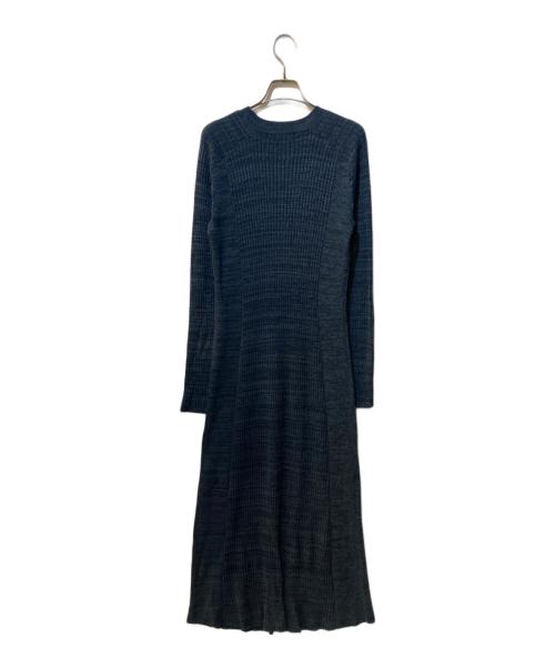BEAUTY&YOUTH（ビューティーアンドユース）BEAUTY&YOUTH (ビューティーアンドユース) リブニット フレア ワンピース ブルー サイズ:Mの古着・服飾アイテム
