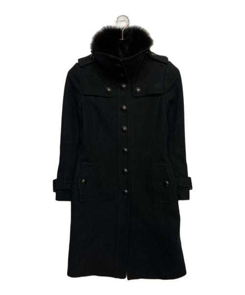 BURBERRY LONDON（バーバリーロンドン）BURBERRY LONDON (バーバリーロンドン) フォックスファーカシミヤ混コート ブラック サイズ:Mの古着・服飾アイテム