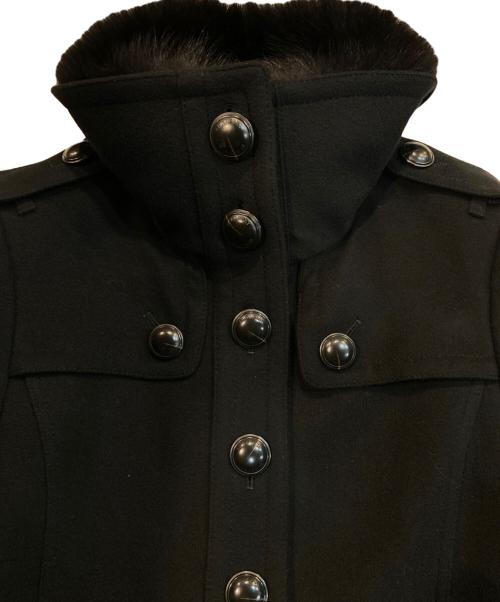 BURBERRY LONDON（バーバリーロンドン）BURBERRY LONDON (バーバリーロンドン) フォックスファーカシミヤ混コート ブラック サイズ:Mの古着・服飾アイテム
