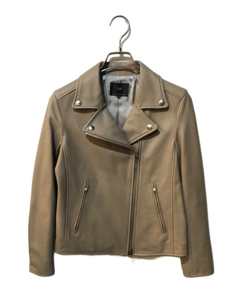 23区（ニジュウサンク）23区 (ニジュウサンク) シープレザー ライダースジャケット ベージュ サイズ:32の古着・服飾アイテム
