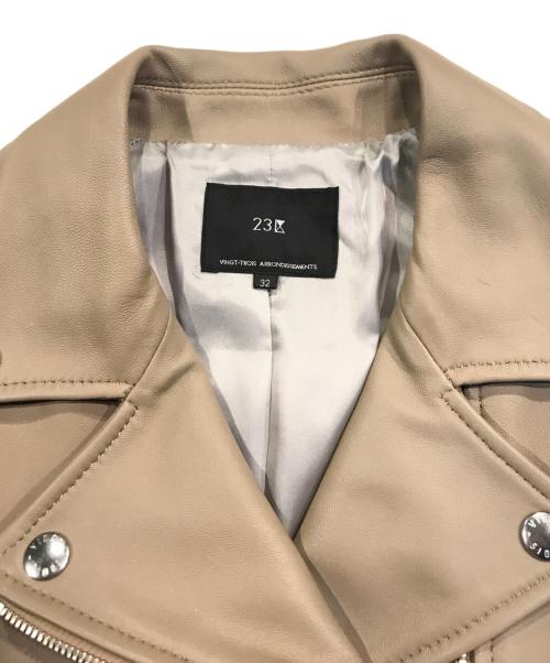 23区（ニジュウサンク）23区 (ニジュウサンク) シープレザー ライダースジャケット ベージュ サイズ:32の古着・服飾アイテム