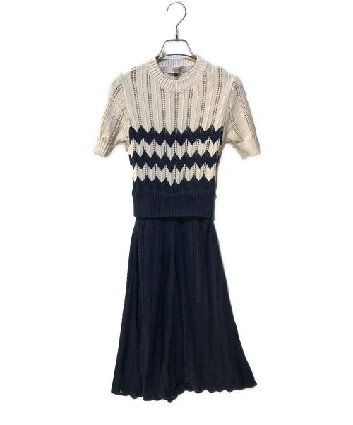 CORCOVADO（コルコバード）CORCOVADO (コルコバード) 切替ワンピース ホワイト×ネイビー サイズ:Mの古着・服飾アイテム