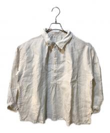 nest Robe（ネストローブ）の古着「リネン縁取りレース襟スモックブラウス」｜ホワイト