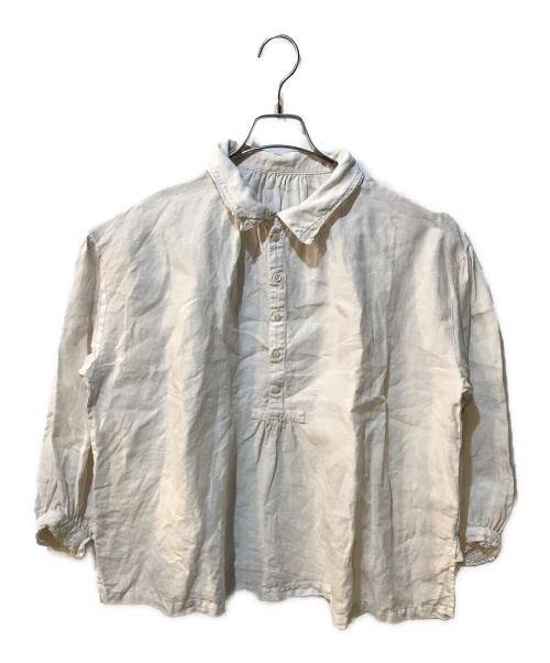 nest Robe（ネストローブ）nest Robe (ネストローブ) リネン縁取りレース襟スモックブラウス ホワイト サイズ:Freeの古着・服飾アイテム