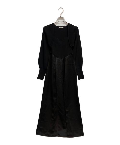 FRAY ID（フレイ アイディー）FRAY ID (フレイ アイディー) スクエアー ネック コンビ ワンピース ブラック サイズ:Freeの古着・服飾アイテム