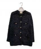 UNITED ARROWSユナイテッドアローズ）の古着「ツイード モール パイピング カーディガン」｜ブラック