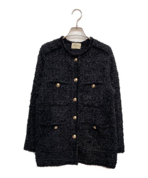 UNITED ARROWS（ユナイテッドアローズ）UNITED ARROWS (ユナイテッドアローズ) ツイード モール パイピング カーディガン ブラック サイズ:Freeの古着・服飾アイテム