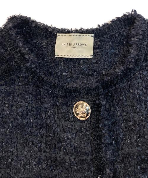 UNITED ARROWS（ユナイテッドアローズ）UNITED ARROWS (ユナイテッドアローズ) ツイード モール パイピング カーディガン ブラック サイズ:Freeの古着・服飾アイテム