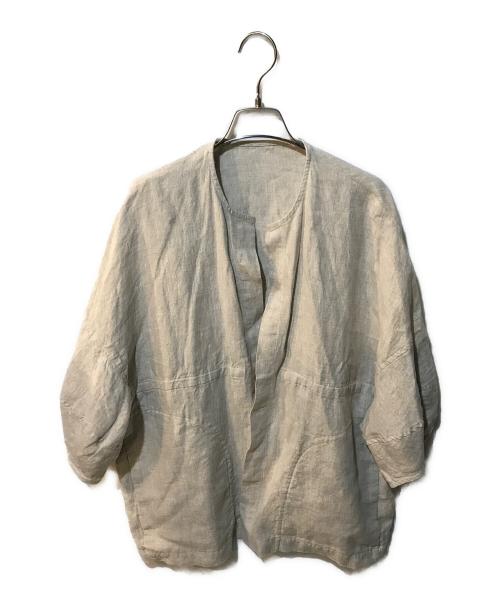 BEARDSLEY（ビアズリー）BEARDSLEY (ビアズリー) 袖ぷっくりリネンジャケット ベージュ サイズ:Freeの古着・服飾アイテム