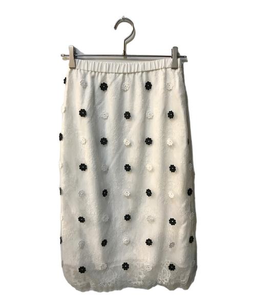 Diagram GRACE CONTINENTAL（ダイアグラム グレースコンチネンタル）Diagram GRACE CONTINENTAL (ダイアグラム グレースコンチネンタル) ドットタイトスカート ホワイト サイズ:36 未使用品の古着・服飾アイテム