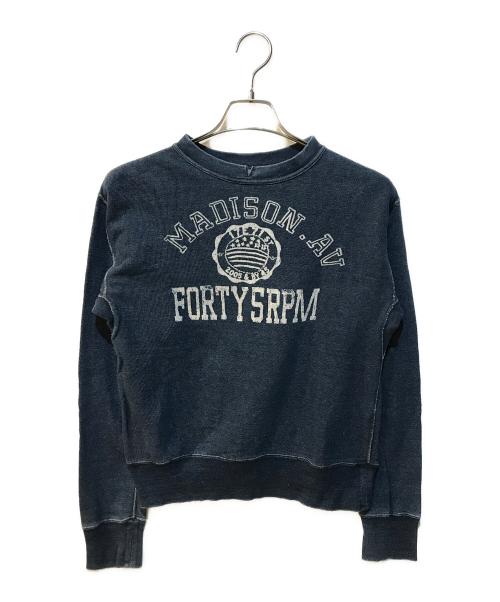 45rpm（45アールピーエム）45rpm (45アールピーエム) ロゴプリント裏毛スウェット インディゴ サイズ:2の古着・服飾アイテム