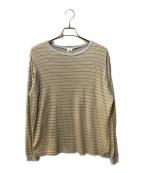 6(ROKU) BEAUTY&YOUTHロク ビューティーアンドユース）の古着「コットン ボーダー ロングスリーブTシャツ」｜イエロー×ベージュ