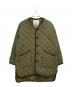 Gymphlex（ジムフレックス）の古着「ダイヤキルトダウン Vネック カラーレスコート」｜オリーブ