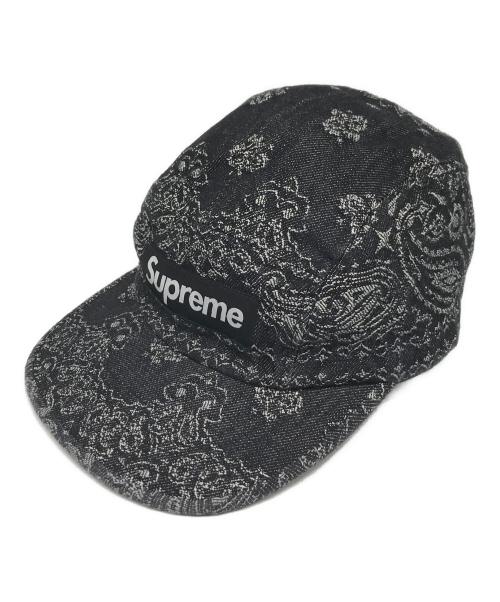 SUPREME（シュプリーム）SUPREME (シュプリーム) Bandana Jacquard Denim Camp Cap ブラック サイズ:ONE SIZE（58cm)の古着・服飾アイテム