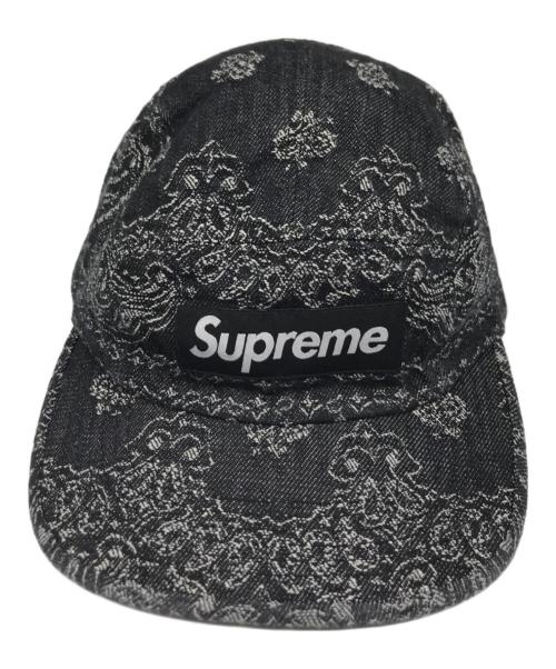 SUPREME（シュプリーム）SUPREME (シュプリーム) Bandana Jacquard Denim Camp Cap ブラック サイズ:ONE SIZE（58cm)の古着・服飾アイテム