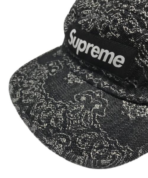 SUPREME（シュプリーム）SUPREME (シュプリーム) Bandana Jacquard Denim Camp Cap ブラック サイズ:ONE SIZE（58cm)の古着・服飾アイテム
