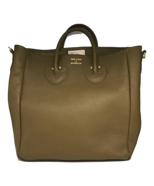 YOUNG & OLSEN The DRYGOODS STORE（ヤングアンドオルセン ザ ドライグッズストア）YOUNG & OLSEN The DRYGOODS STORE (ヤングアンドオルセン ザ ドライグッズストア) EMBOSSED LEATHER D TOTE M ブラウンの古着・服飾アイテム