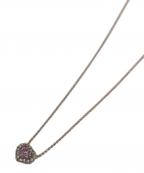 NO BLANDノーブランド）の古着「K10ダイヤモンドハートチャームネックレス」｜ゴールド×ピンク