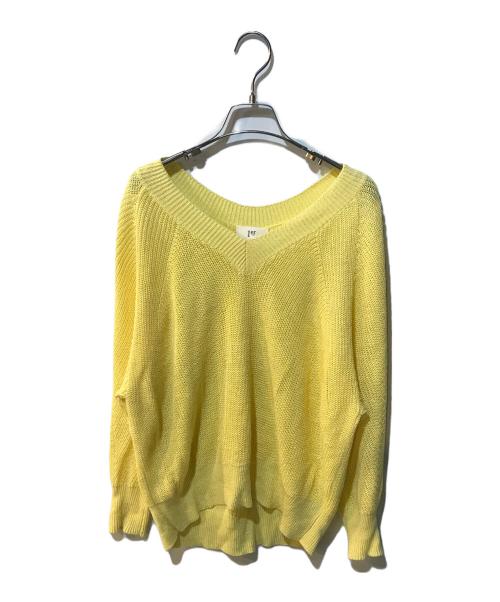1er Arrondissement（プルミエ アロンディスモン）1er Arrondissement (プルミエ アロンディスモン) リネン畦デザインVネックプルオーバー イエロー サイズ:Freeの古着・服飾アイテム