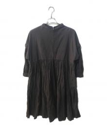 nest Robe（ネストローブ）の古着「コットンモールスキンリネン切替えドレス」｜ボルドー