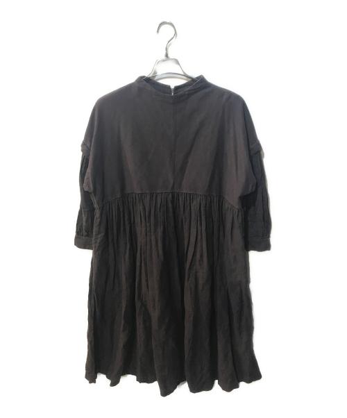 nest Robe（ネストローブ）nest Robe (ネストローブ) コットンモールスキンリネン切替えドレス ボルドー サイズ:Freeの古着・服飾アイテム
