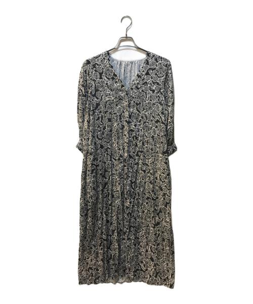 journal standard L'essage（ジャーナルスタンダード レサージュ）journal standard L'essage (ジャーナルスタンダード レサージュ) プリント スキッパーワンピース ブラック サイズ:Freeの古着・服飾アイテム