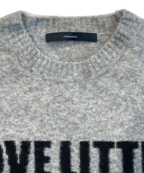 FRAMeWORK（フレームワーク）FRAMeWORK (フレームワーク) アルパカ混ロゴインターシャニット グレー サイズ:Freeの古着・服飾アイテム
