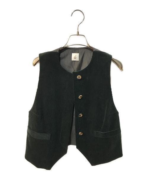 6(ROKU) BEAUTY&YOUTH（ロク ビューティーアンドユース）6(ROKU) BEAUTY&YOUTH (ロク ビューティーアンドユース) コットン コーデュロイ ベスト ブラック サイズ:Freeの古着・服飾アイテム