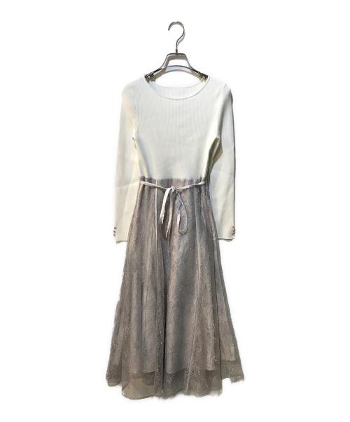 Apuweiser-riche（アプワイザーリッシェ）Apuweiser-riche (アプワイザーリッシェ) 華奢レースドッキングニットワンピース ホワイト サイズ:1の古着・服飾アイテム