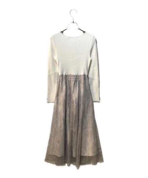 Apuweiser-riche（アプワイザーリッシェ）Apuweiser-riche (アプワイザーリッシェ) 華奢レースドッキングニットワンピース ホワイト サイズ:1の古着・服飾アイテム