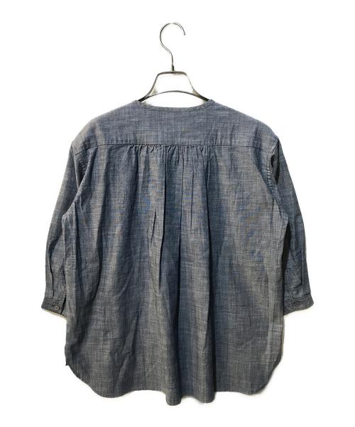 GRANDMA MAMA DAUGHTER（グランマママドーター）GRANDMA MAMA DAUGHTER (グランマママドーター) アシンメトリーフリルノーカラーシャツ グレーの古着・服飾アイテム