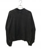 MAISON SPECIALメゾンスペシャル）の古着「Prime-Over Chemical Over-Dye Sweat Puckering Crew Knit Pullover」｜ブラック