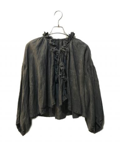 nest Robe 01203-1570 フリル リネン  ブラウス シャツ ブラック レディース ネストローブ【中古】6-0216M∞ 中古・古着通販】nest Robe (ネストローブ) リネンスタンドフリル