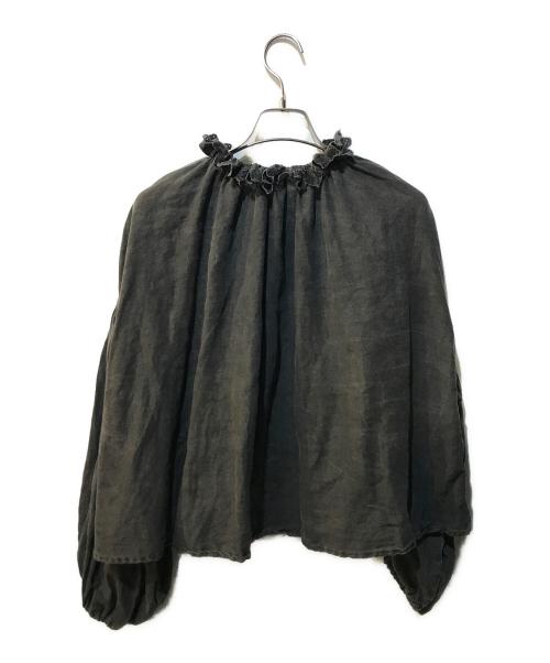 nest Robe（ネストローブ）nest Robe (ネストローブ) リネン備長炭染めスカラフリルブラウス グレー サイズ:Freeの古着・服飾アイテム