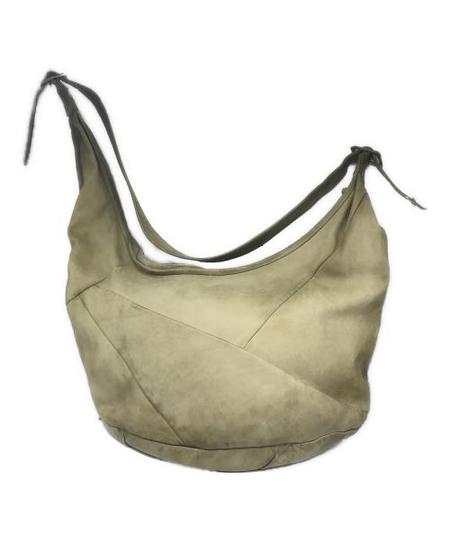 14th addiction（フォーティーンスアディクション）14th addiction (フォーティーンスアディクション) レザー切替 バナナショルダーバッグ ベージュの古着・服飾アイテム