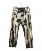 Y's PINKワイズ ピンク）の古着「ブリーチ加工 コットンツイルデニムパンツ」｜ホワイト×ブラック