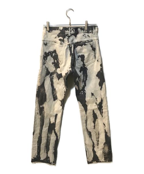 Y's PINK（ワイズ ピンク）Y's PINK (ワイズ ピンク) ブリーチ加工 コットンツイルデニムパンツ ホワイト×ブラック サイズ:2の古着・服飾アイテム