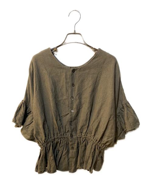 Omas Hande（オーマスヘンデ）Omas Hande (オーマスヘンデ) ギャザー リネン ブラウス ブラウン サイズ:Freeの古着・服飾アイテム