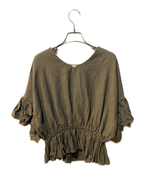 Omas Hande（オーマスヘンデ）Omas Hande (オーマスヘンデ) ギャザー リネン ブラウス ブラウン サイズ:Freeの古着・服飾アイテム