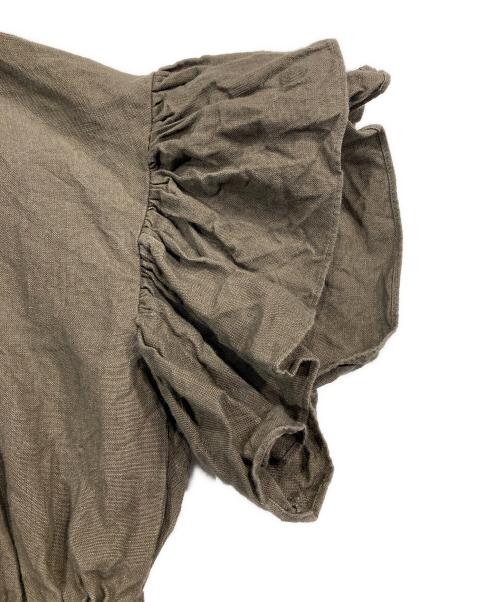 Omas Hande（オーマスヘンデ）Omas Hande (オーマスヘンデ) ギャザー リネン ブラウス ブラウン サイズ:Freeの古着・服飾アイテム